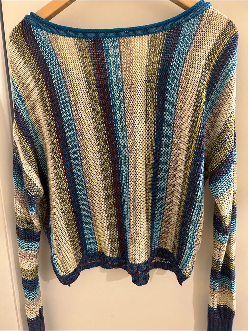 Natural Life Striped Lightweight Knit Sweater - Teal/Blue/Yellow - Picture 3 of 3